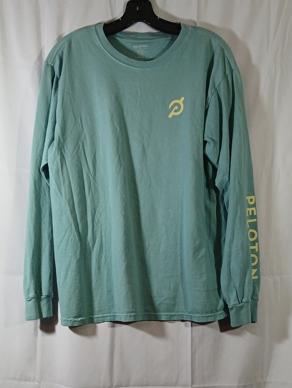 Peloton Mens Medium Long Sleeve Tee Together We Go Far Seafoam Green Shirt Top